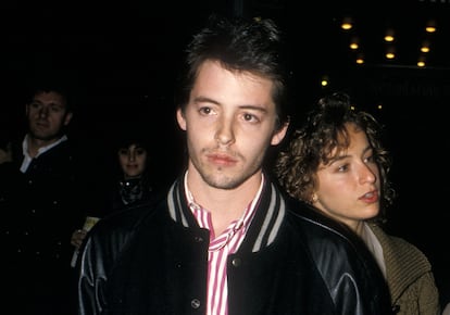 Matthew Broderick and former partner Jennifer Grey at a Broadway performance of 'Burn This' in November 1987.