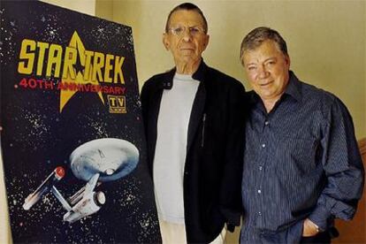 Los actores Leonard Nimoy, comandante Spock en la pantalla, y William Shatner, el capitán James T. Kirk.