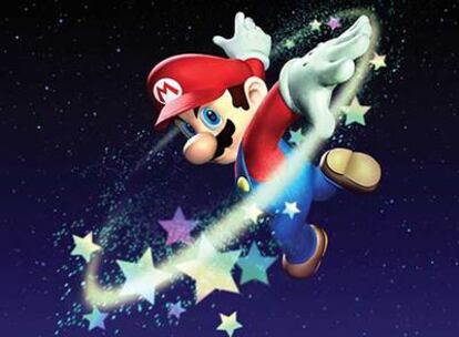 Mario con superpoderes de estrellas.