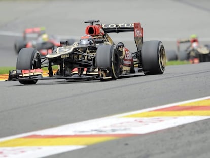 Raikkonen, durante la carrera en Spa.