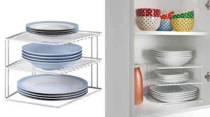 ofertas amazon marcas italianas: armario esquinero para colocar platos.