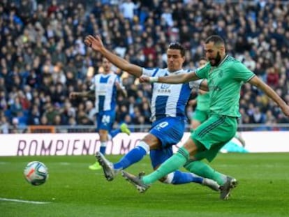 Una asistencia y un gol del francés permiten a un Real Madrid gris derrotar a un Espanyol más armado que en jornadas anteriores, pero con muy poca pegada