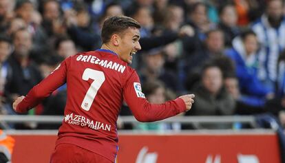 Griezmann celebra un gol ante el Espanyol en Liga.