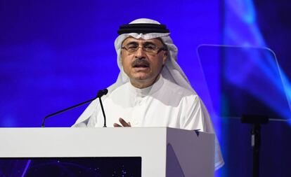 Amin Nasser, consejero delegado de Aramco, este jueves durante el Congreso Mundial de la Energía que se celebra en Abu Dhabi (Emiratos Árabes Unidos). 