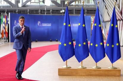 El presidente del Gobierno, Pedro Sánchez, durante la cumbre de líderes europeos en Bruselas de este viernes.