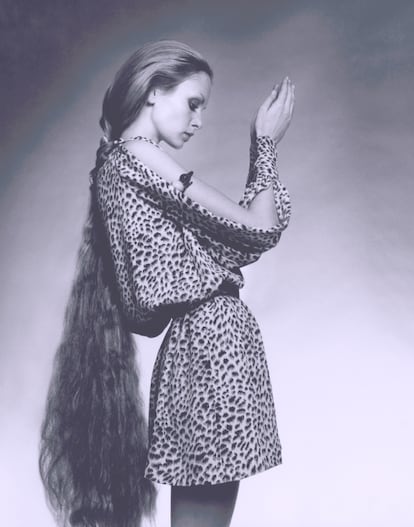 Twiggy fotografiada en los años 70.