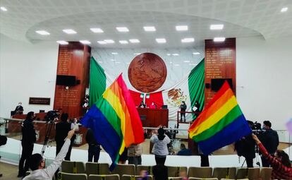El Congreso de Tlaxcala hoy al aprobar el matrimonio igualitario.