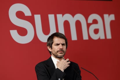 El portavoz de Sumar, Ernest Urtasun, ofrece una rueda de prensa en Madrid, el pasado 22 de enero.