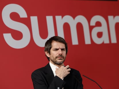 El portavoz de Sumar, Ernest Urtasun, ofrece una rueda de prensa en Madrid, el pasado 22 de enero.