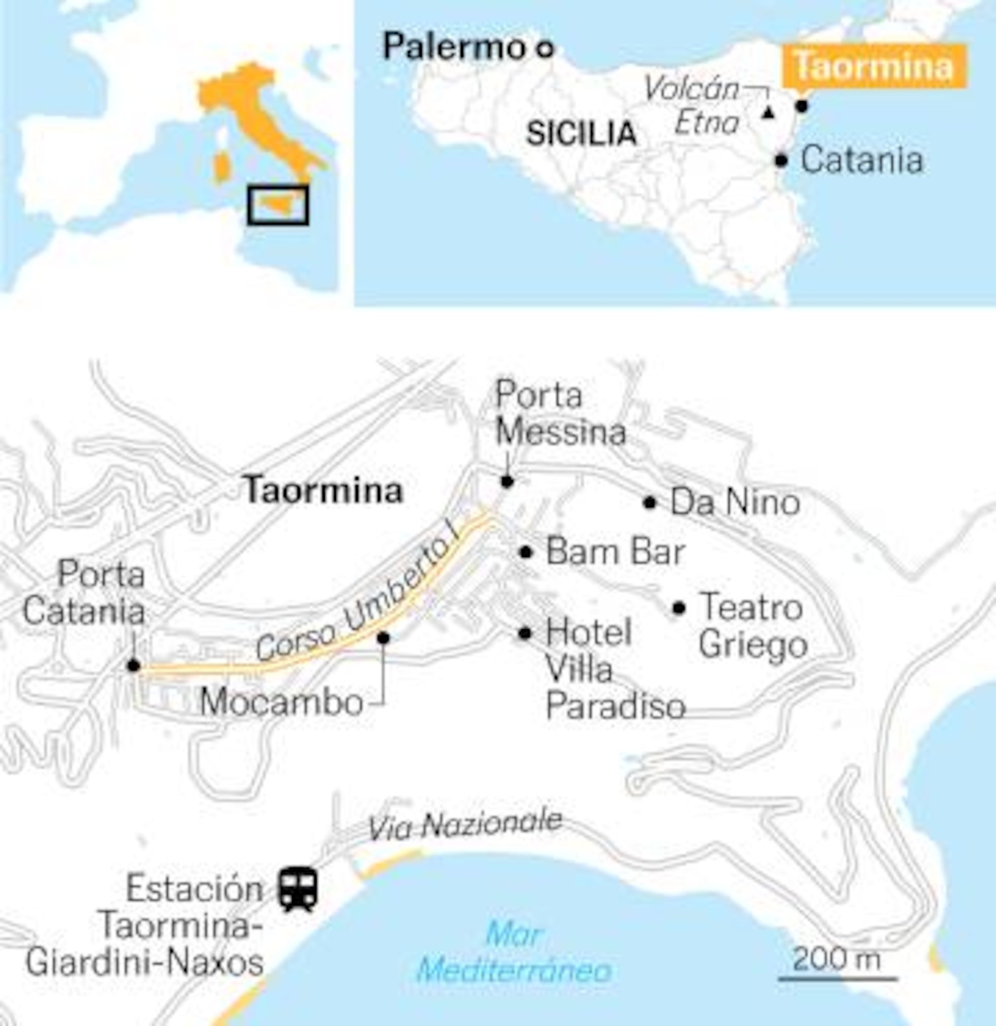 mapa de taormina sicilia