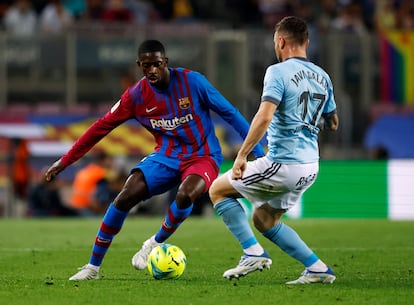 Ousmane Dembelé frente al Celta en el Camp Nou