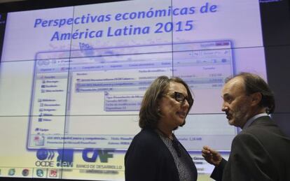 Rebeca Grynspan, ayer en Madrid durante la presentación del informe.
