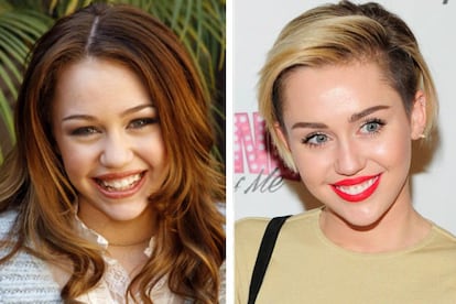 Miley Cyrus, con 23 años, también ha retocado su rostro. Principalmente su nariz, la ha alisado y la ha hecho más estrecha. En 2007 empezaron los cambios, y desde entonces todo su rostro parece más fino y simétrico.