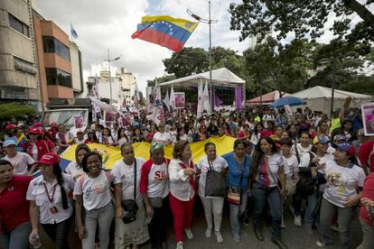 Movilización en apoyo al Gobierno este miércoles, en Caracas.