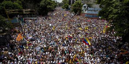 Protesta contra Maduro en Caracas ayer. 