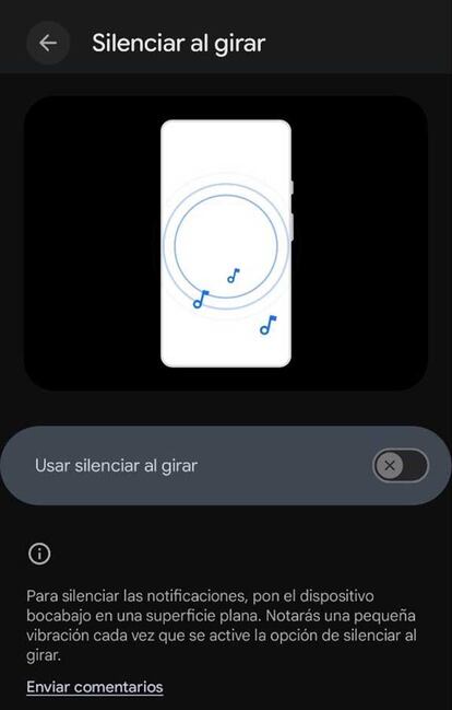Opción Silenciar al girar en Android