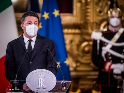Matteo Renzi, líder de Italia Viva, en el palacio del Quirinal, el 28 de enero.