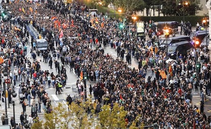 Manifestación del 9 d'Octubre celebrada este martes en Valencia.