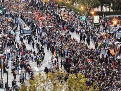 Manifestación del 9 d'Octubre celebrada este martes en Valencia.