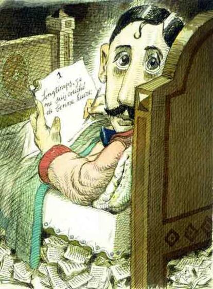 El escritor francés Marcel Proust visto por Tullio Pericoli.