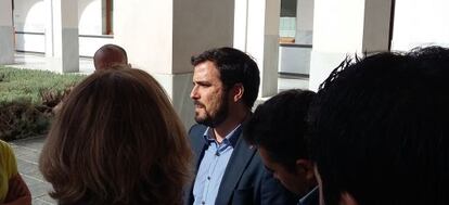 Alberto Garzón, este miércoles en el Parlamento de Andalucía.
