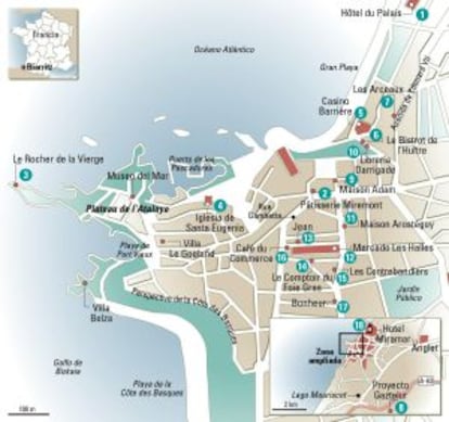 Mapa de Biarritz.