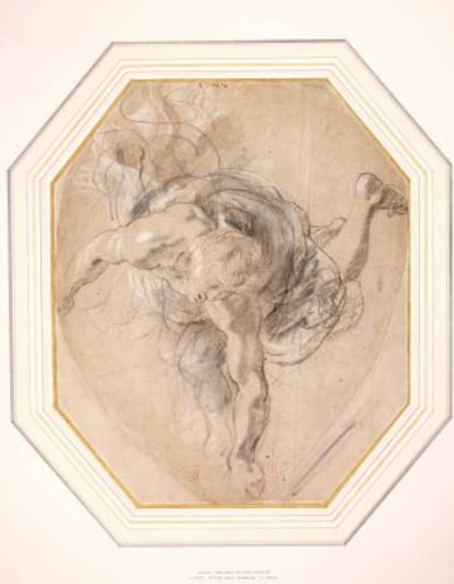 'Estudios de una figura masculina descendiendo', de Peter Paul Rubens. 