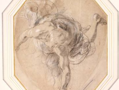 'Estudios de una figura masculina descendiendo', de Peter Paul Rubens. 