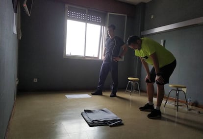 An improvised gym at the military hospital.