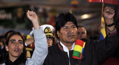 Evo Morales durante un acto de apoyo a Hugo Ch&aacute;vez el 24 de julio. 