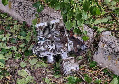 Restos de un dron ruso hallados en el lugar de un ataque con drones en Járkov