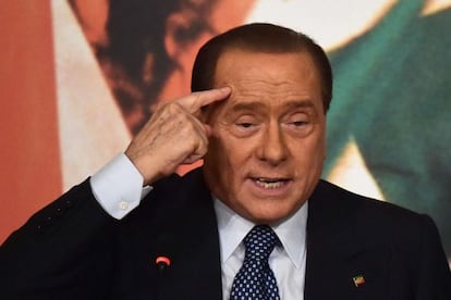 Berlusconi al inicio de la campa&ntilde;a para las europeas este jueves. 