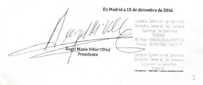 Firma verdadera de Villar.