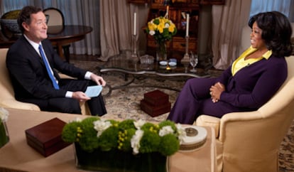 Oprah Winfrey, en la entrevista con Piers Morgan en su nuevo programa <i>Piers Morgan Tonight</i>