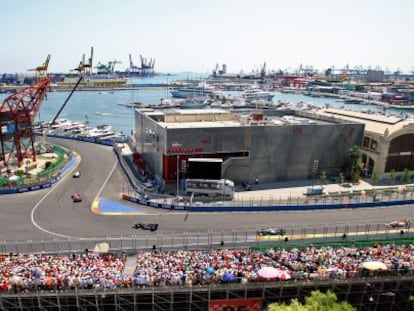 El circuito de F&oacute;rmula 1 de Valencia, durante la carrera del Gran Premio de Europa de 2009. 