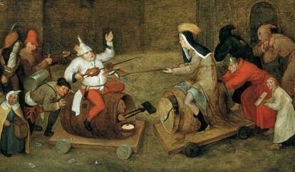 Detalle de Combate entre don Carnaval y doña Cuaresma, de Pieter Brueghel el Viejo (1559)