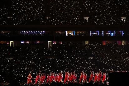 Shakira, durante o show no intervalo do Super Bowl.