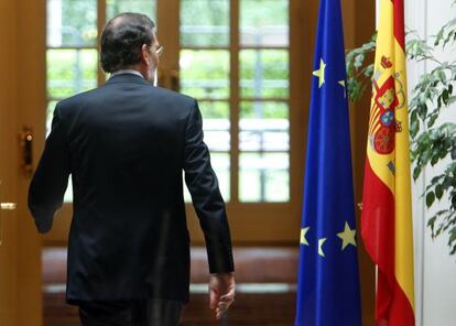 Mariano Rajoy attends a press conference at La Moncloa last Sunday after the bailout was announced.