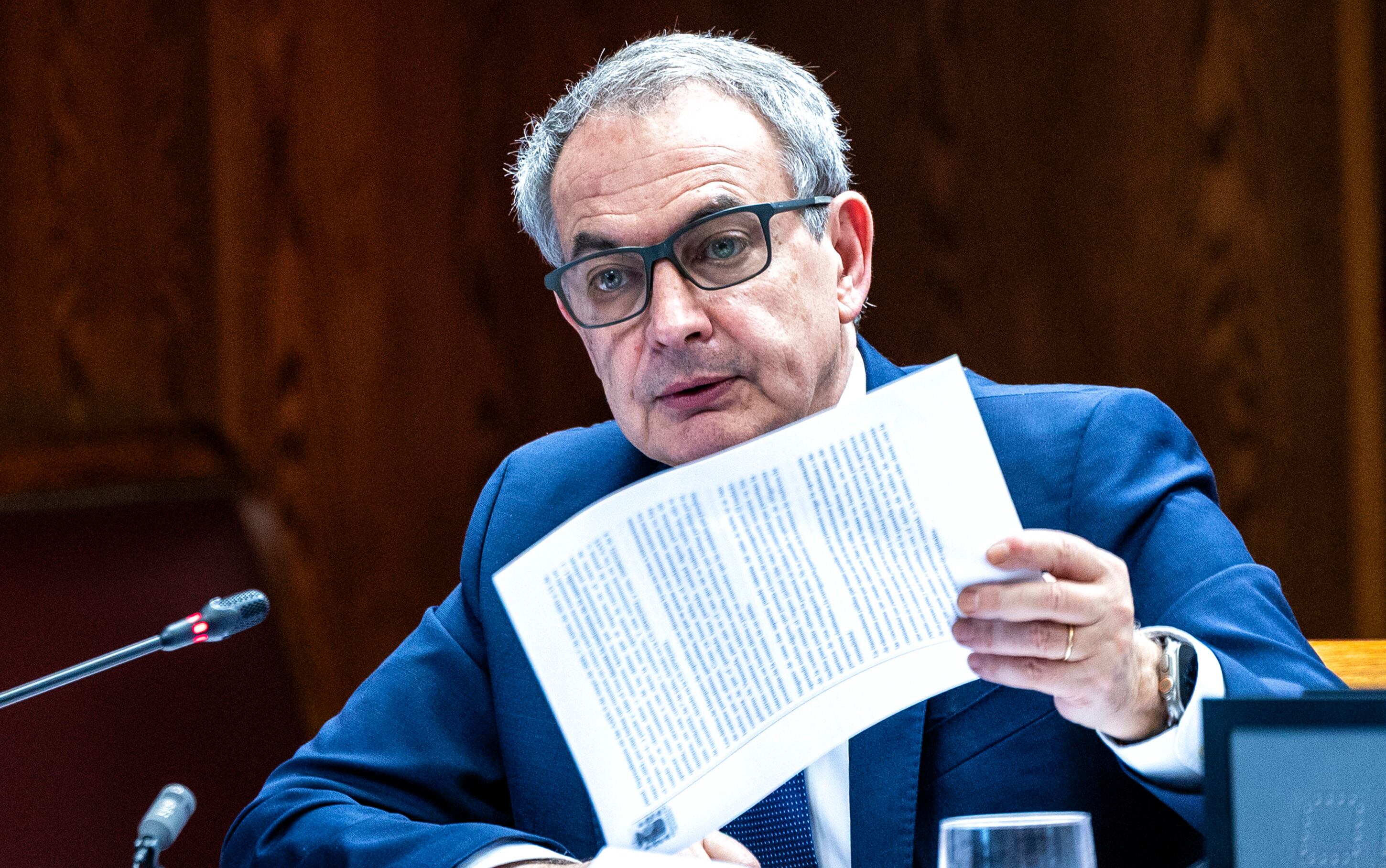 José Luis Rodríguez Zapatero, durante su comparecencia en el Senado en marzo. 