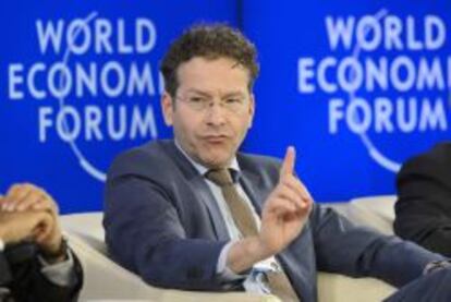 Jeroen Dijsselbloem, presidente del Eurogrupo y ministro de Finanzas de Holanda, durante su intervención en el Foro Económico de Davos. EFE/EPA/LAURENT GILLIERON