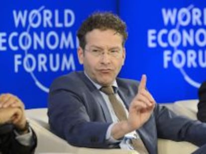 Jeroen Dijsselbloem, presidente del Eurogrupo y ministro de Finanzas de Holanda, durante su intervención en el Foro Económico de Davos. EFE/EPA/LAURENT GILLIERON