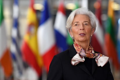 Christine Lagarde, presidenta del BCE, en una cumbre europea celebrada en Bruselas.