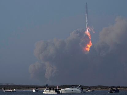 SpaceX's Starship launches from Starbase in Boca Chica, Texas, Thursday, April 20, 2023. (AP Photo/Eric Gay)