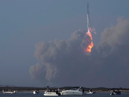 SpaceX's Starship launches from Starbase in Boca Chica, Texas, Thursday, April 20, 2023. (AP Photo/Eric Gay)