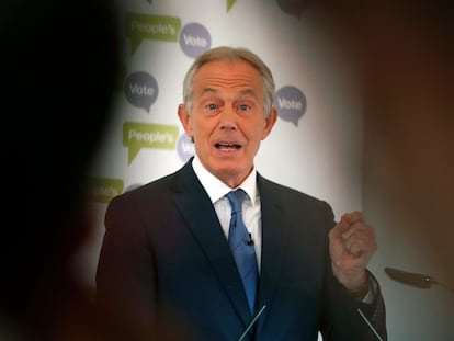 El ex primer ministro británico, Tony Blair, ofrece un discurso en la Academia Británica en Londres, en diciembre de 2018.