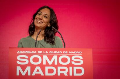 Mercedes González, en un acto público del PSOE en Madrid.