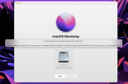 Error que da Monterey al instalarlo en un Mac con SSD cambiado.