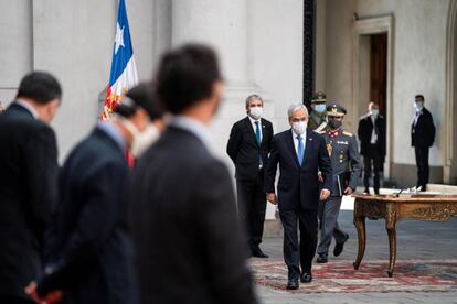 El presidente de Chile, Sebastián Piñera, en el Palacio de la Moneda, el jueves pasado, tras efectuar varios cambios en su Gabinete.