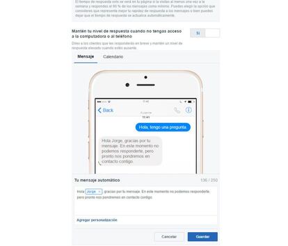 Facebook respuesta