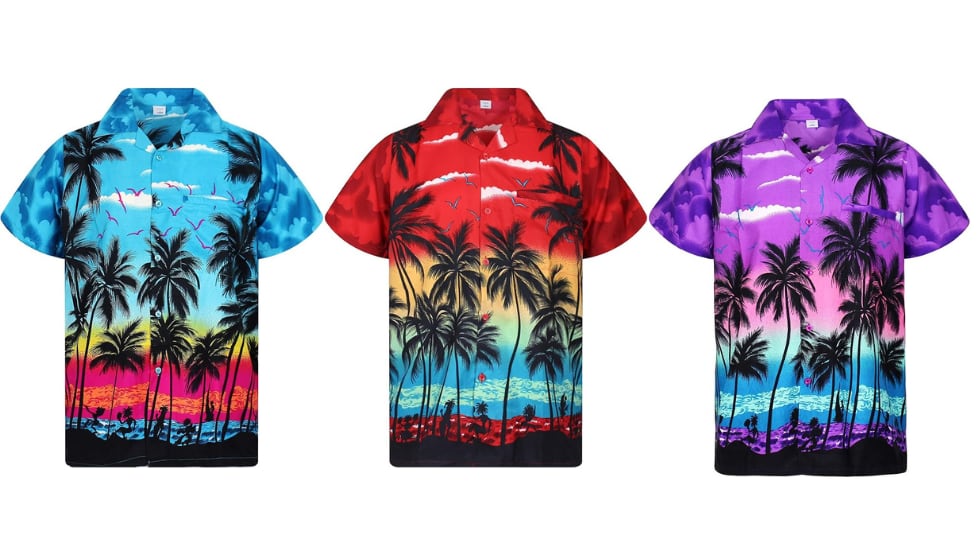 Camisa hawaiana para hombre con un paisaje tropical.